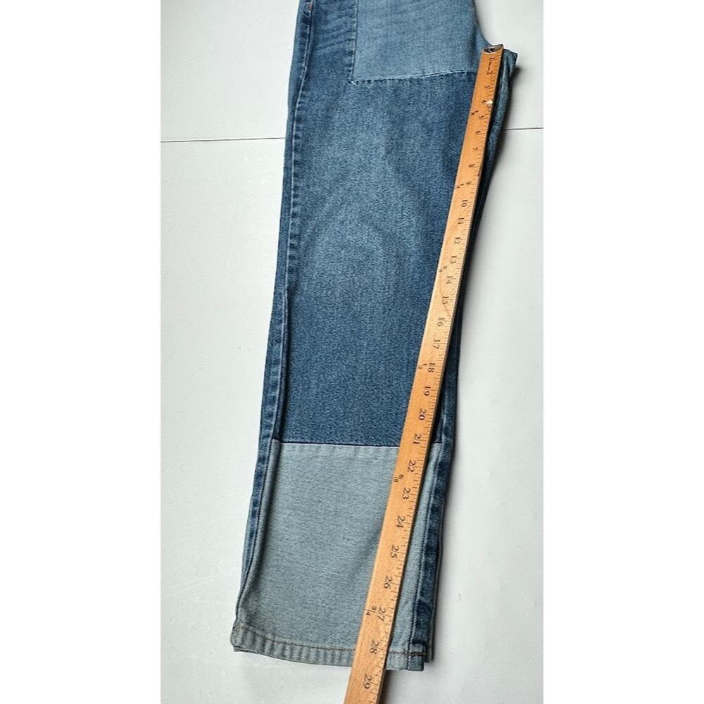 We The Free People Jeans Womens 31 Blue Patchwork Boho Hippie High Rise Pockets - Picture 11 of 12